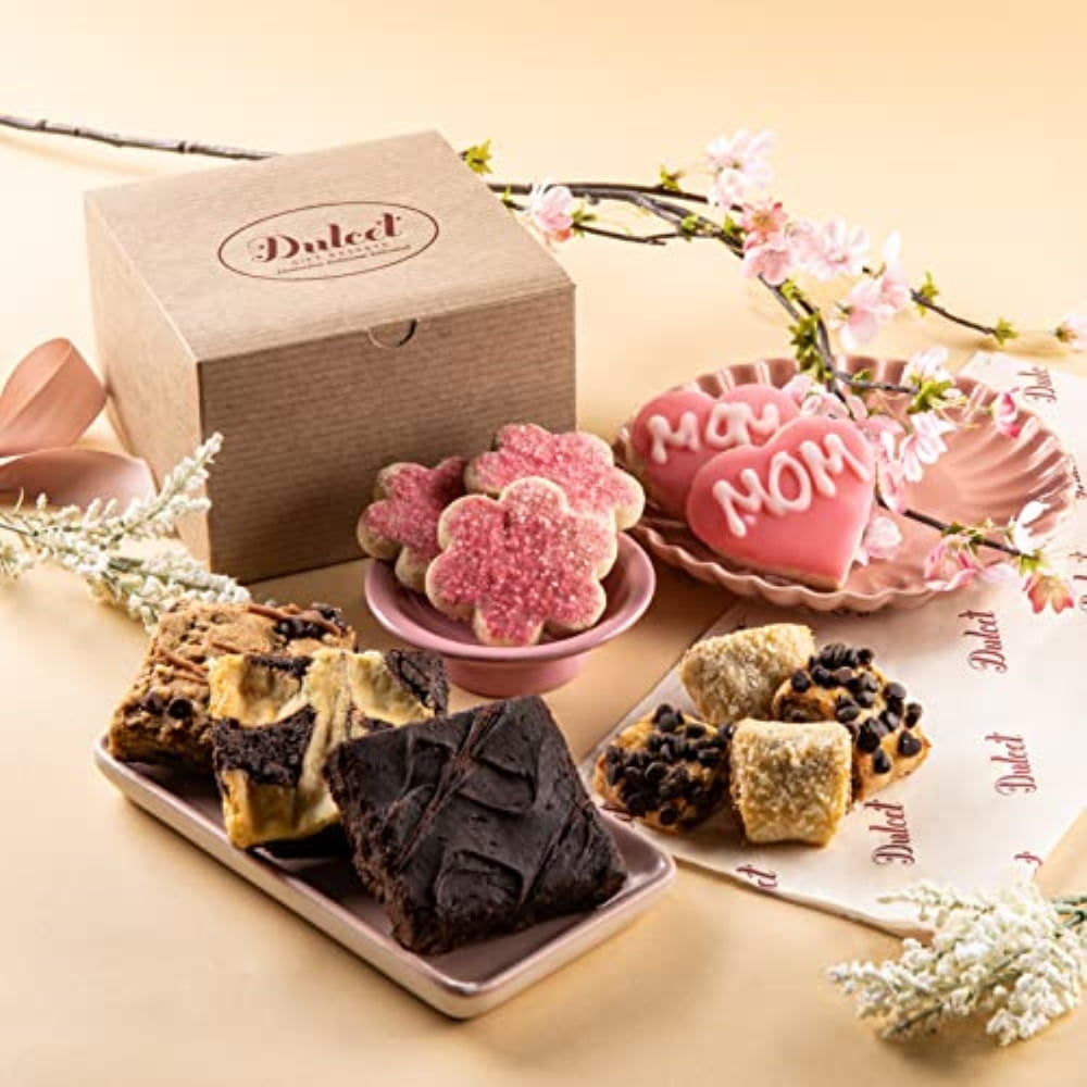 Dulcet Gift Baskets Mom Sweet Kraft Gift Box Featuring Gourmet Baked Treats Cookies, Brownies