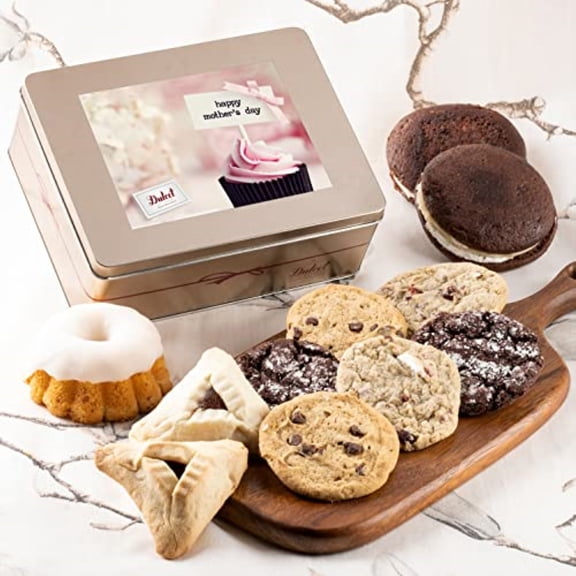 Dulcet Gift Baskets Mother’s Day Tasteful Treats Tin Gift Basket Filled with Gourmet Bakery Goods Ideal Gift Idea for, Wife, Girlfriend, Mom, Daughter, Dad, Son, or Coworker