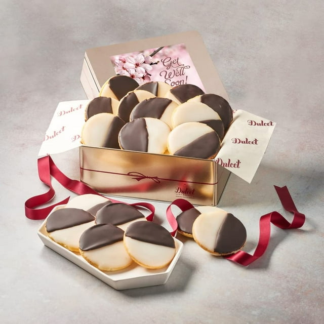 Dulcet Gift Baskets NY Style Black&White Cookies Favorite Gift Tin for Thinking of You Gifts