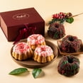 thumbnail image 1 of Dulcet Gift Baskets Red & Green Iced Christmas Lemon Mini Fluted Cakes-Favorites Gift Box, 1 of 6