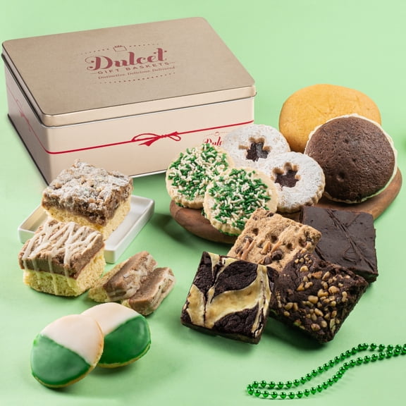 Dulcet Gift Baskets St. Patrick Lucky Irish Sampler Cookie Gift Basket with Rugelah- Cookies