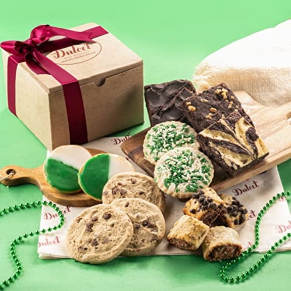 Dulcet Gift Baskets St. Patrick's Lucky Sampler Cookie Gift Basket with Brownies