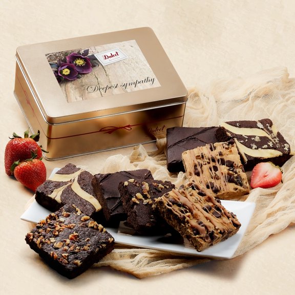 Dulcet Gift Baskets Sympathy Chocolate Fudge Brownie Assortment Gift Tin Delicious Snacks