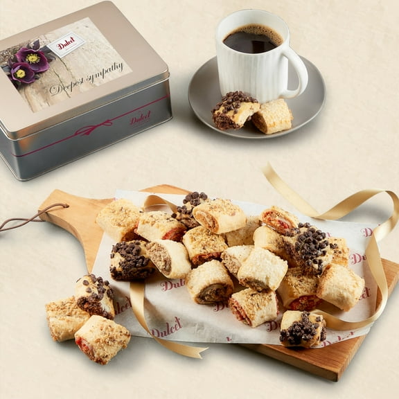 Dulcet Gift Baskets, Sympathy Gift Tin with Fresh Bakery Rugelach fillings of chocolate chip