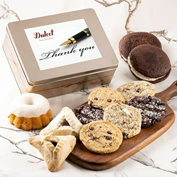 Dulcet Gift Baskets Thank You Tasteful Treats Tin Gift Basket, Gourmet Bakery Goods
