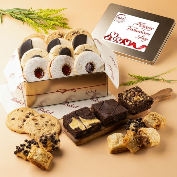 Dulcet Gift Baskets Valentine’s Day Assortment Tin Box- Delicious Gourmet Confection Gift Set