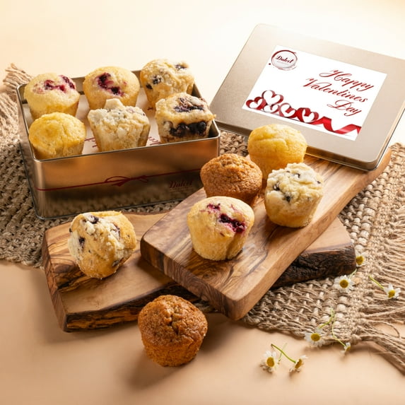 Dulcet Gift Baskets Valentine’s Day-Old Fashioned Muffins Assortment with Delectable Flavors- Blueberry, Cranberry, Corn, & Banana Nut Great Lovely Gift for Mom, Women, Sisters, Friends, and Girlfrien