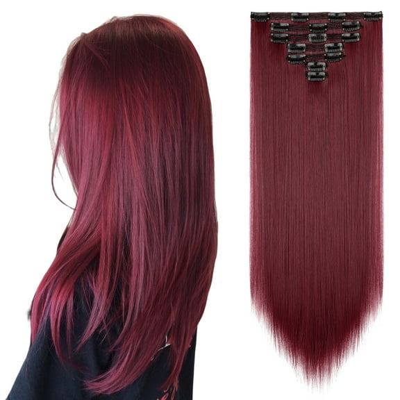 Dulchany 7PCS Clip in Hair Extensions Hair Silky Straight Clip on Hair Extensions