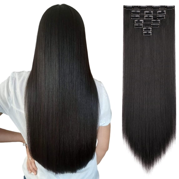 Dulchany 7PCS Clip in Hair Extensions Hair Silky Straight Clip on Hair Extensions