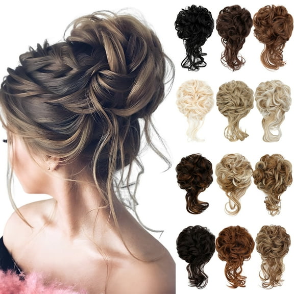 Dulchany Messy Bun Hair Piece Tousled Updo Hair Buns Extension Elastic Hair Band Hair Pieces Curly Hair Bun Scrunchie For Women