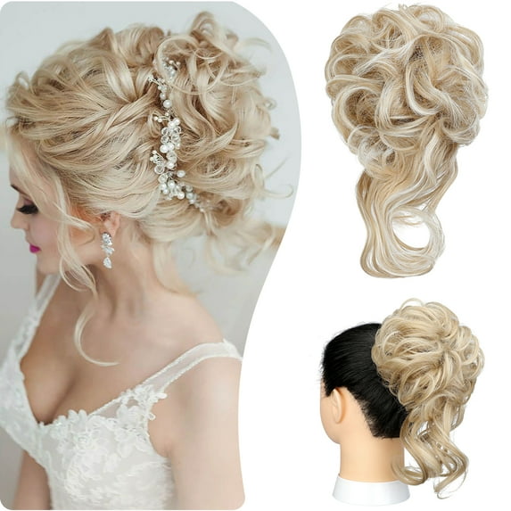 Dulchany Messy Bun Hair Piece Tousled Updo Hair Buns Extension Elastic Hair Band Hair Pieces Curly Hair Bun Scrunchie For Women