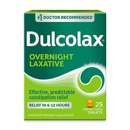 Dulcolax Bisacodyl Stimulant Laxative Pills for Overnight Constipation Relief, 5 mg, 25 Tablets