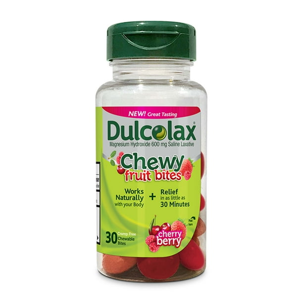 Dulcolax Chewy Fruit Bites, Cherry Berry Chewable Laxative for Gentle