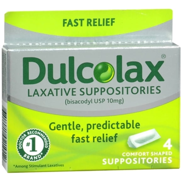 Dulcolax Comfort-Shaped Laxative Suppositories, Relief Constipation, 4Ct, 4-Pack