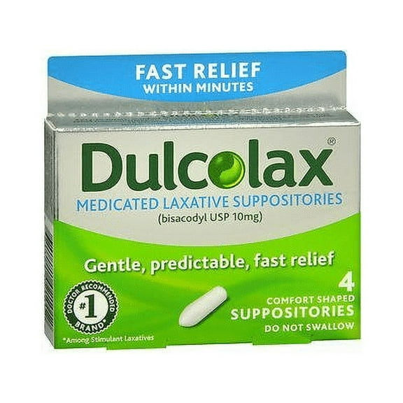 Dulcolax Comfort-Shaped Laxative Suppositories, Relief Constipation, 4Ct, 4-Pack