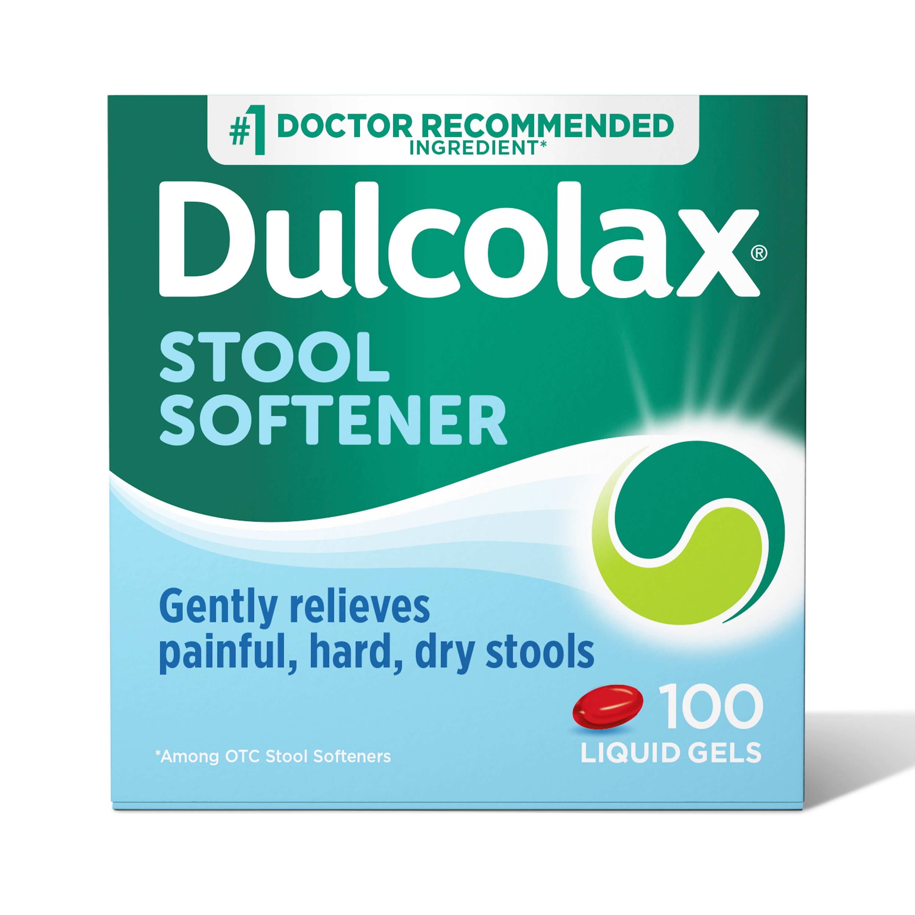 Dulcolax Gentle Relief Stool Softener Laxative, Docusate Sodium, 100mg Liquid Gel Tablets, 100 Count