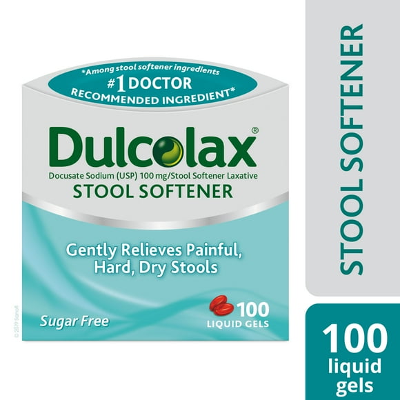Dulcolax Gentle Relief Stool Softener, Liquid Gel Tablets, 100mg, 100 Ct