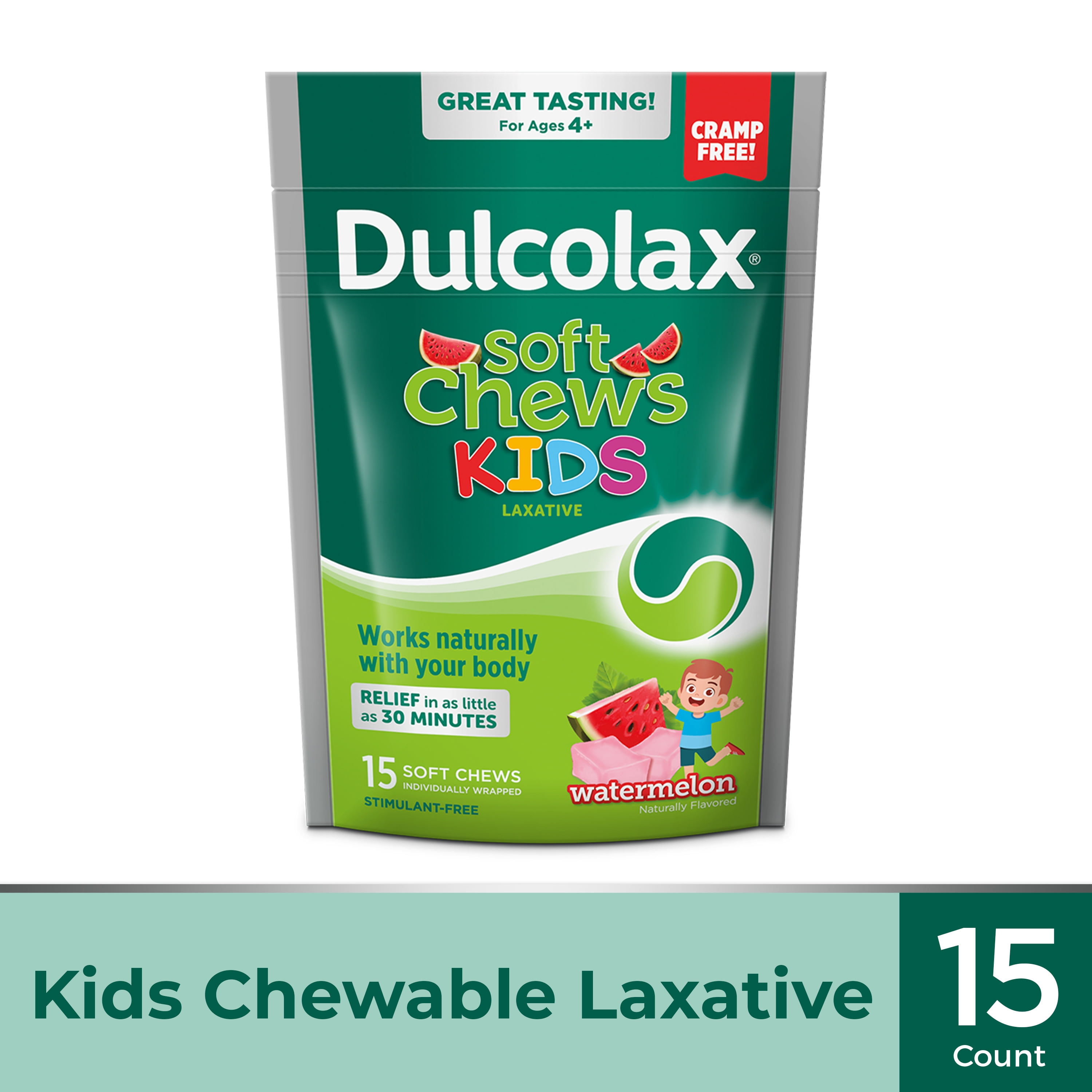 Dulcolax Kids Saline Laxative Soft Chews, Watermelon Flavor, 15 Ct