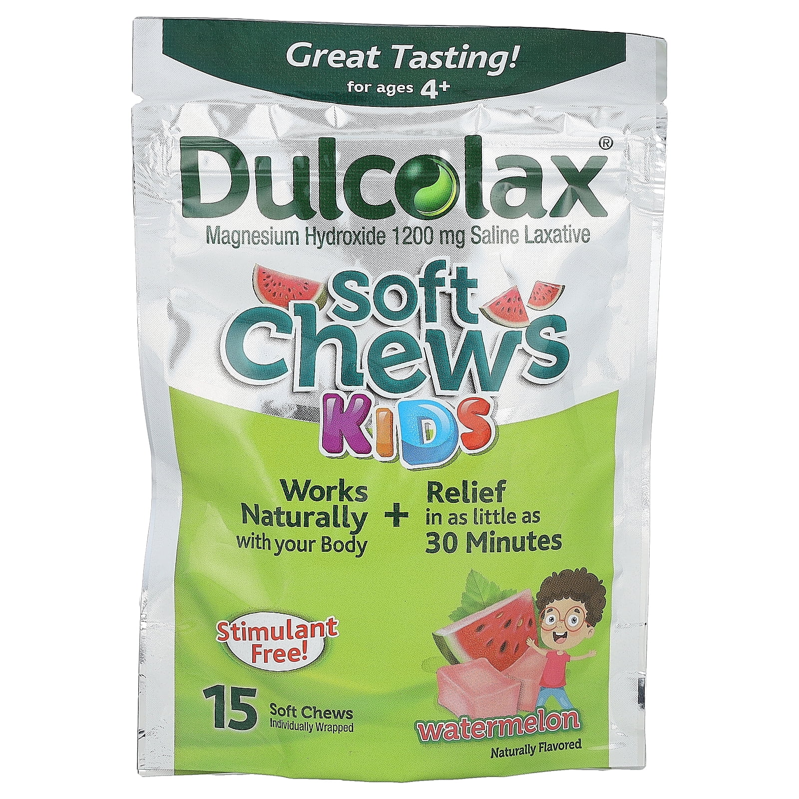 Dulcolax Kids Soft Chews Laxative, Watermelon Chewables for Gentle