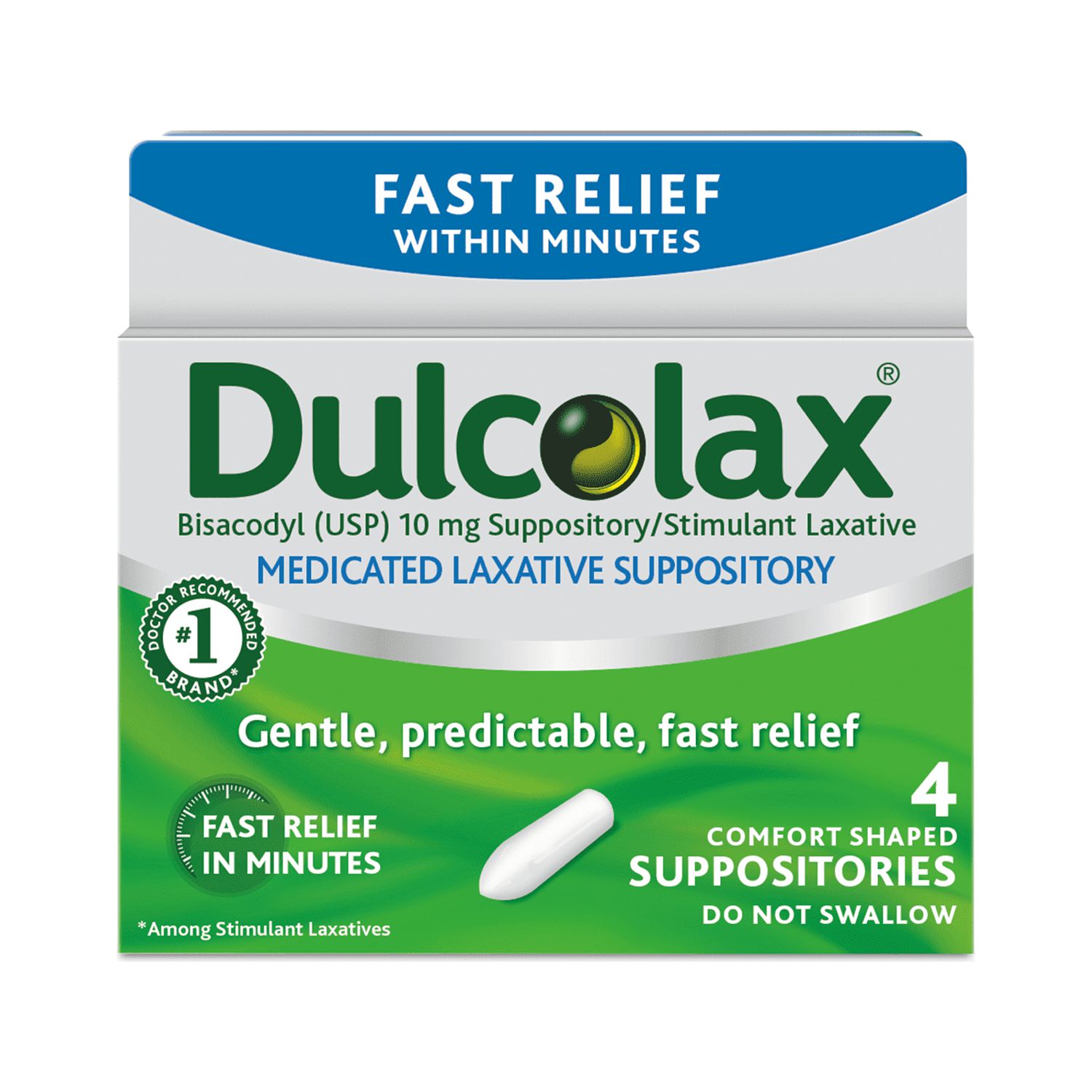 Dulcolax Laxative Suppository for Gentle, Overnight Constipation Relief 4ct - image 1 of 8