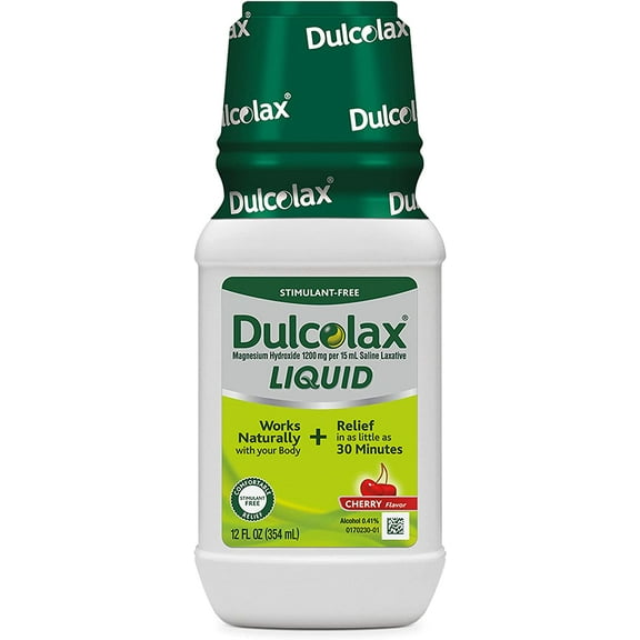 Dulcolax Liquid Laxative, Stimulant Free Laxative for Comfortable Relief, Cherry Flavor, 12 oz.