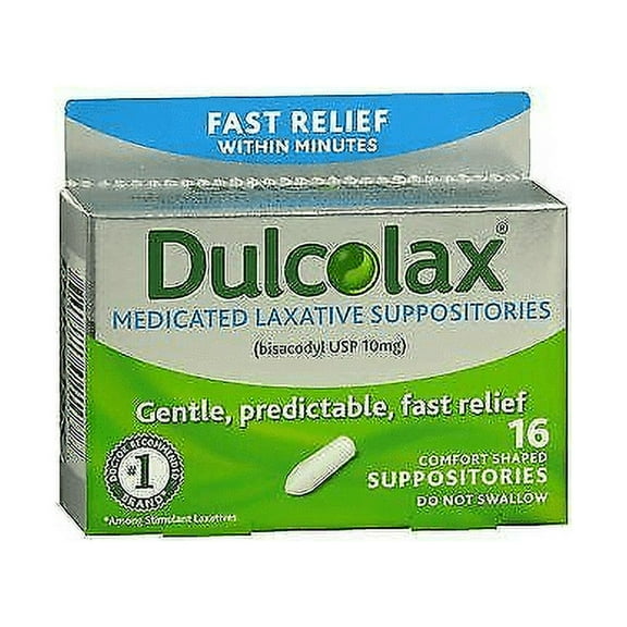Dulcolax Medicated Laxative Suppositories - 16 ct, Pack of 5