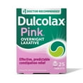 thumbnail image 1 of Dulcolax Pink Stimulant Laxative Tablets, Overnight Laxative, Predictable & Effective Constipation Relief, Relieves Straining & Bloating, Bisacodyl 5 mg, 25 Count, 1 of 17