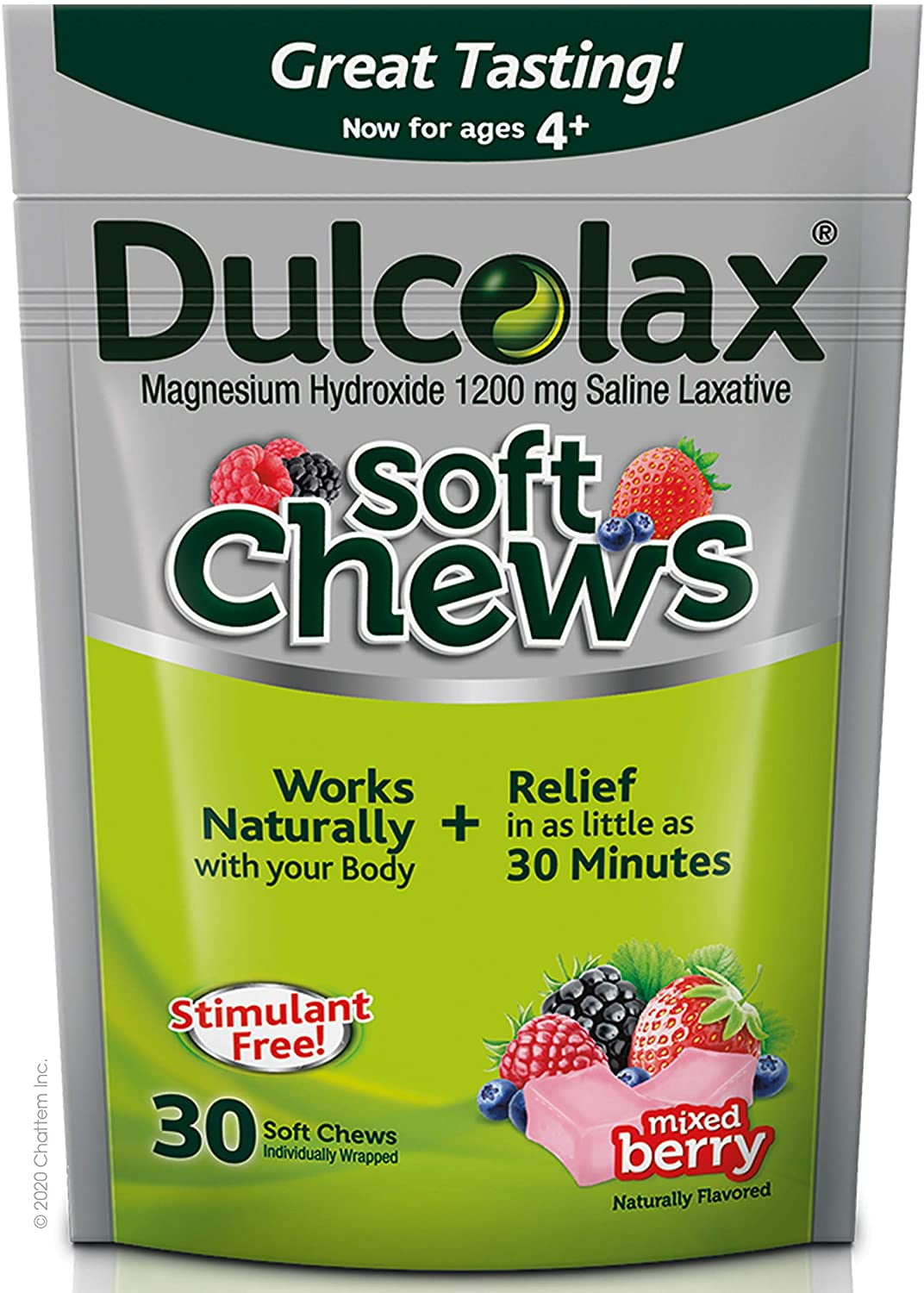 Dulcolax Soft Chews Saline Laxative Mixed Berry (30ct) Gentle Constipation Relief, Magnesium Hydroxide 1200mg Dulcolax Soft Chews Saline Laxative Mixed Berry (30ct) Gentle Constipation Relief, Magnesium Hydroxide 1200mg