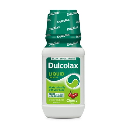 Dulcolax Saline Laxative Liquid, Fast & Gentle Constipation Relief, Natural Laxatives, Softens Stool, Cherry Flavor, Magnesium Hydroxide 1200 mg, 12 fl. oz.
