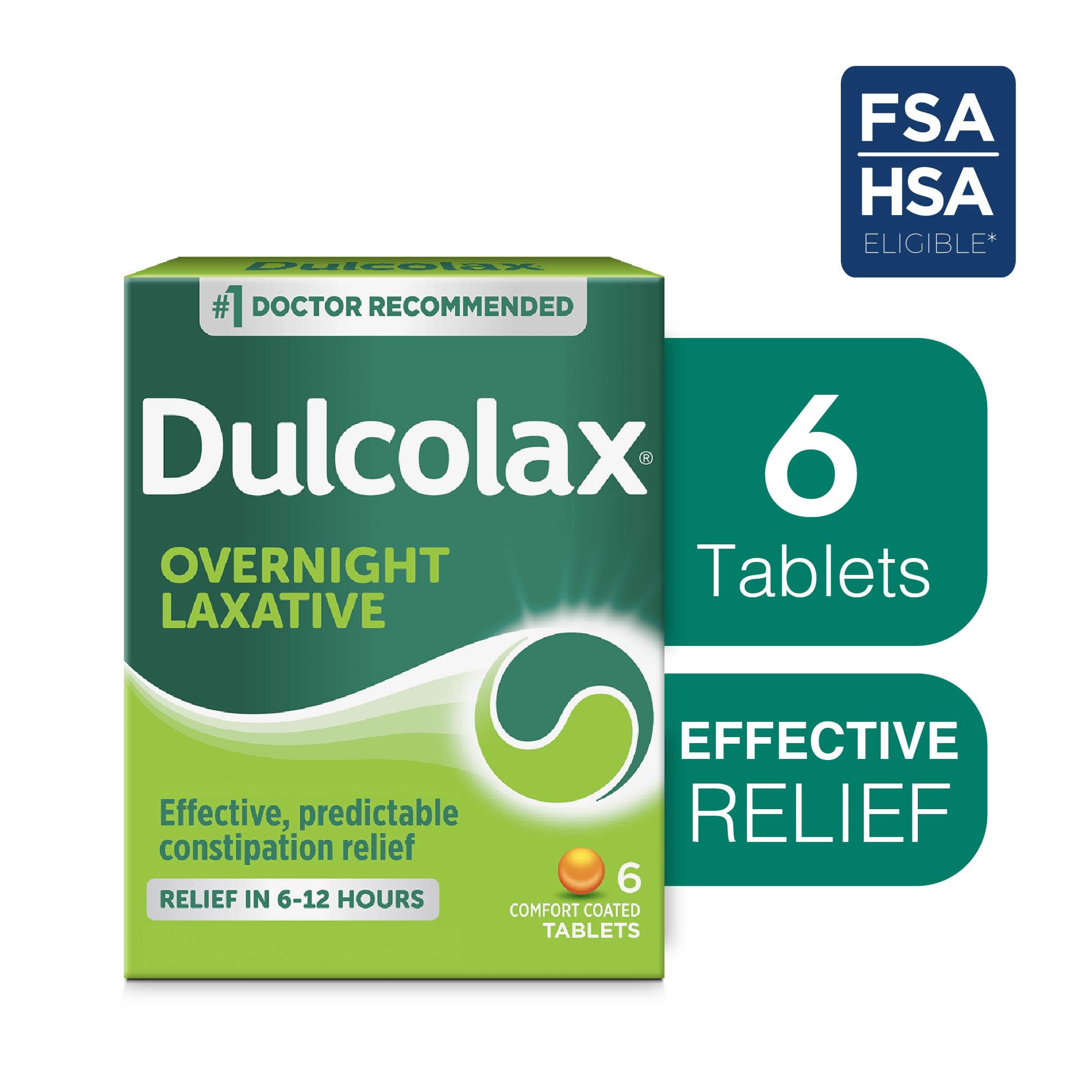 Dulcolax Stimulant Laxative Tablets, Bisacodyl 5 mg, 6 Count