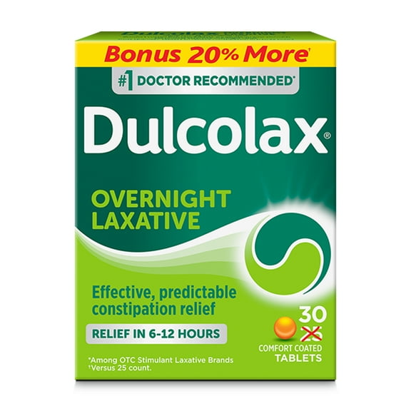 Dulcolax Stimulant Laxative Tablets for Overnight Constipation Relief 30ct