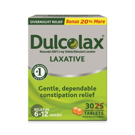 Dulcolax Stimulant Laxative Tablets for Overnight Constipation Relief 30ct