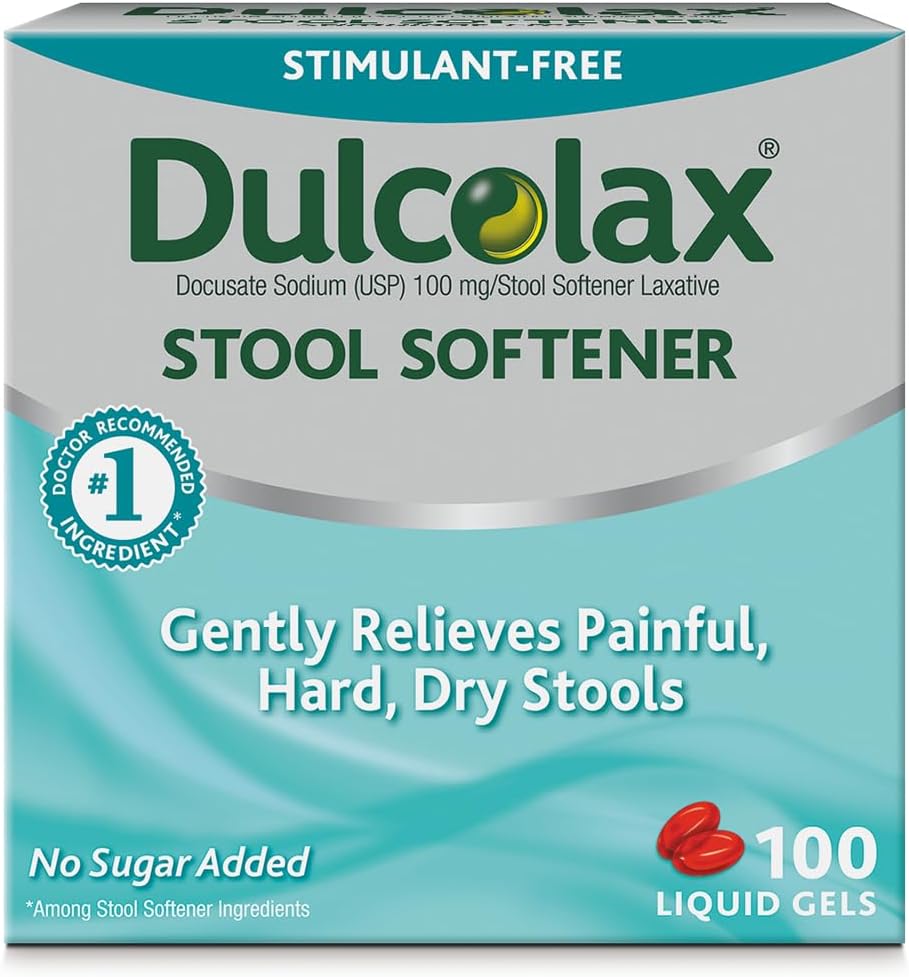 Dulcolax Stool Softener Laxative Liquid Gel Capsules (100ct) for Gentle