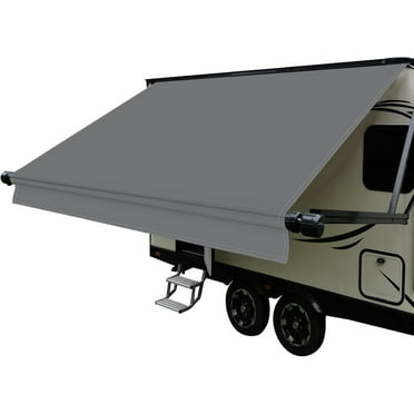 Dulepax RV Awning Fabric Replacement-11'(10'2" Fabric) Heavy Duty 16 oz Waterproof Vinyl Fabric Universal for Travel Trailer Camper Awning,Gray