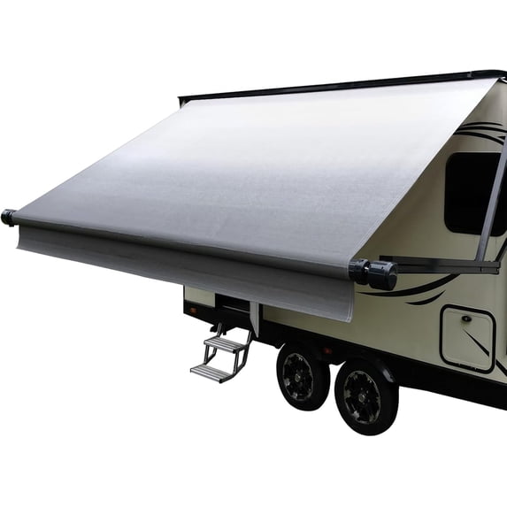 Dulepax RV Awning Fabric Replacement-14'(13'2" Fabric) Heavy Duty 16 oz Waterproof Vinyl Fabric for All Travel Trailer Camper Awning,Gradient Gray