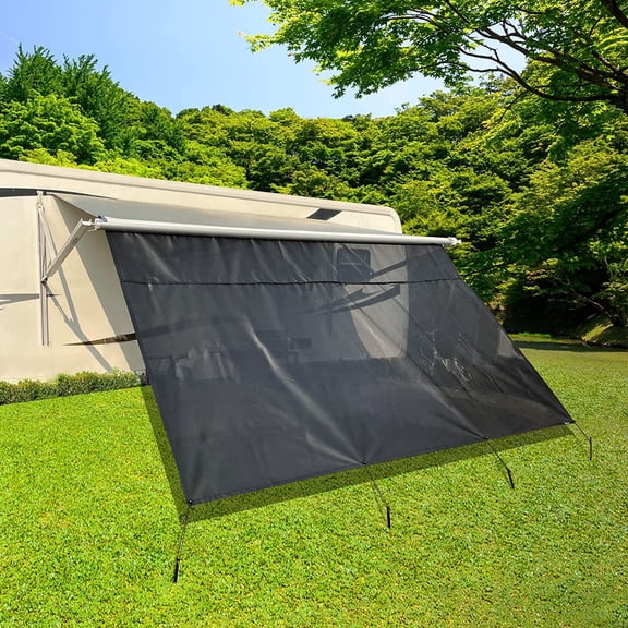 Dulepax RV Awning Sun Shade Screen with Zipper 8'X 12'3'' Generation RV Awning Screen Complete Kits for Motorhome Camper Travel Trailer Canopy Black