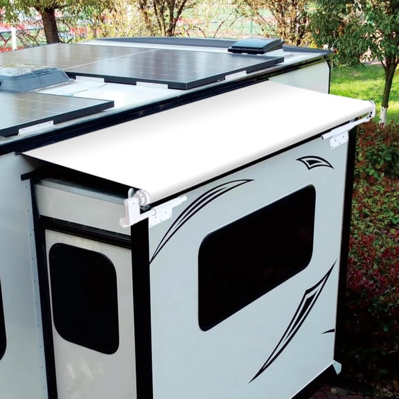 Dulepax RV Slide Out Awning Camper Topper Modular Slide Out Awning Kit for RVs,5th Wheels,Travel Trailers and Motorhomes-White,7'3''(6'7''Fabric)