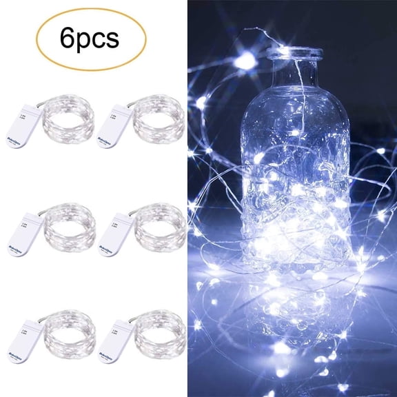 Dulexopto 6pcs Mason Jar Lights Gift Decoration, 7.2ft Each,CR2032 Powered, Cold White