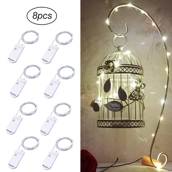 Dulexopto 8pcs Fairy Lights Starry String Lights 7.2ft Each Battery Operated (Cold White)