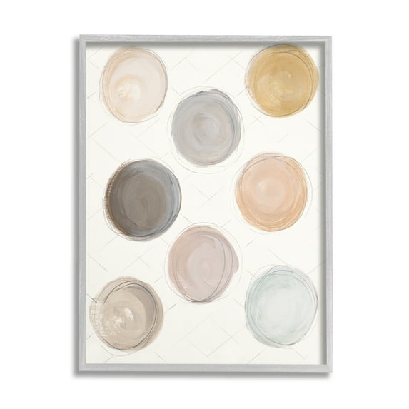 Dull Paint Circles Quilted Beige Linen Backdrop Abstract Painting Framed Art Print Wall Art