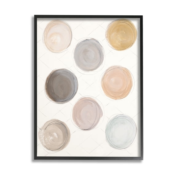 Dull Paint Circles Quilted Beige Linen Backdrop Abstract Painting Framed Art Print Wall Art