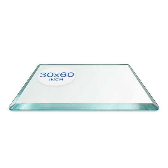 Dulles Glass 1/2 inch Tempered Glass 30 x 60 inch Rectangle Beveled Edge Table Top
