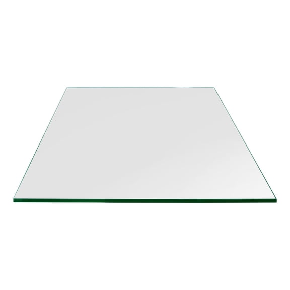 Dulles Glass Tempered Glass Table Top, 34x34" Square, 1/2" Thick, Flat, Eased Corners