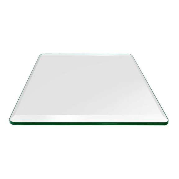 Dulles Glass Tempered Glass Table Top, 48x48" Square, 1/2" Thick, Bevel, Radius Corners