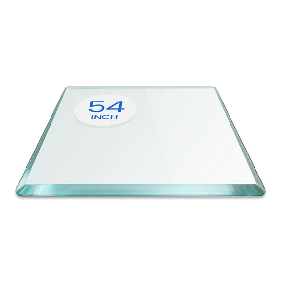 Dulles Glass Tempered Glass Table Top, 54x54" Square, 1/2" Thick, Bevel, Radius Corners