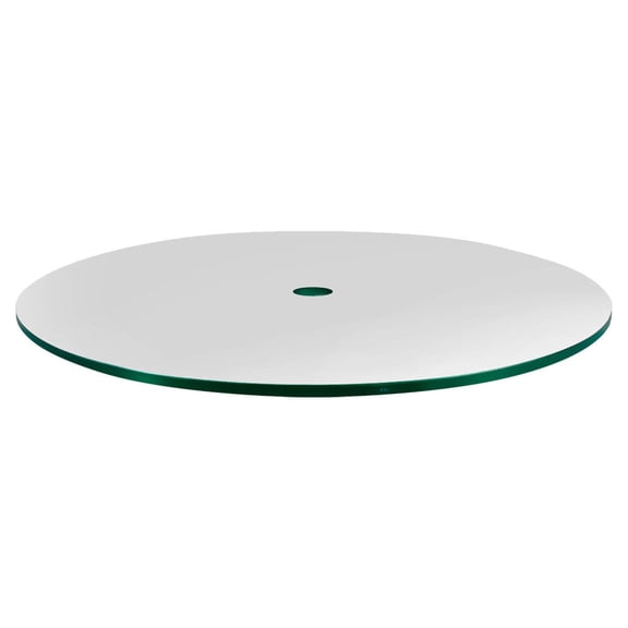 Dulles Glass Tempered Glass Table Top, 42" Round, 1/4" Thick, Clear, Flat, with Hole