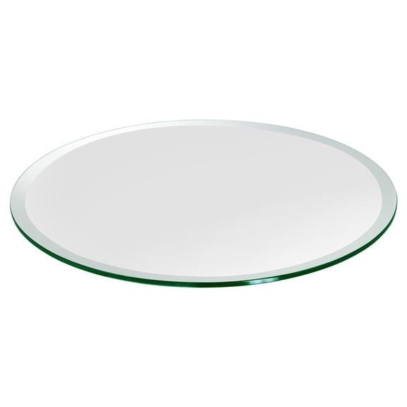 Dulles Glass Tempered Glass Table Top, 45" Round, 1/4" Thick, Clear, Bevel Edge