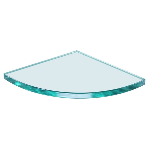 Dulles Glass 10" x 10" Quarter Round Floating Glass Shelf - Shelf Only - Tempered - 3/8" Thick - Flat Polished