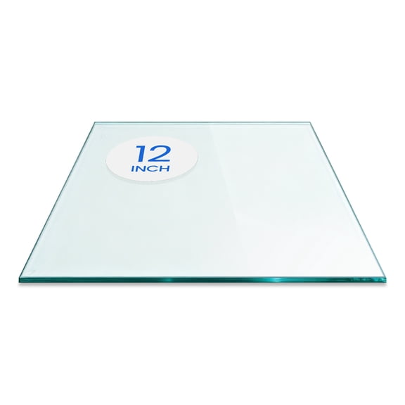 Dulles Glass 12" Square Table Top 1/4" Thick, Flat Polished Tempered Glass for Indoor Dining or Outdoor Patio, 3 Pounds