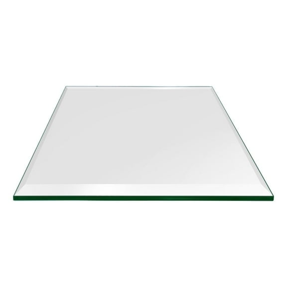 Dulles Glass 12" Square Table Top 1/2" Thick, Beveled Polished Tempered Glass for Indoor Dining or Outdoor Patio, 7 Pounds